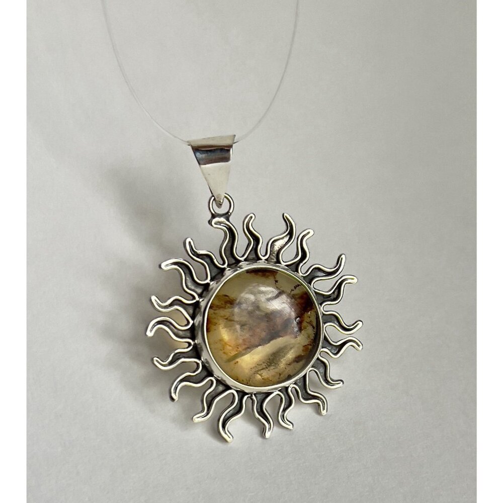 Sunburst Pendant – 925 Sterling Silver with Natural Amber - Picture 14 of 16